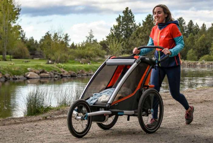 thule chariot stroller mom baby