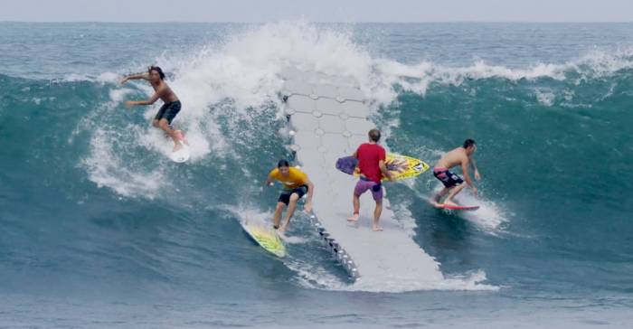 surfers dock ocean