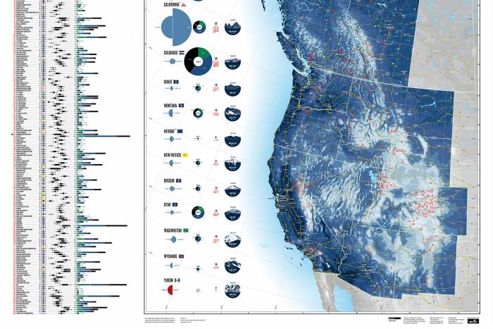 ski resorts of the west map art