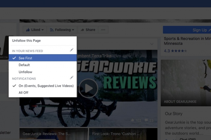Facebook Algorithm Changes, Subscribe to See GearJunkie Posts