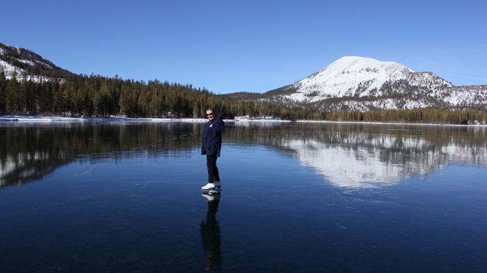 ice skating frozen alpine lakes