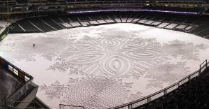 Watch: Stunning Snowshoe Art Blankets MN Baseball Stadium