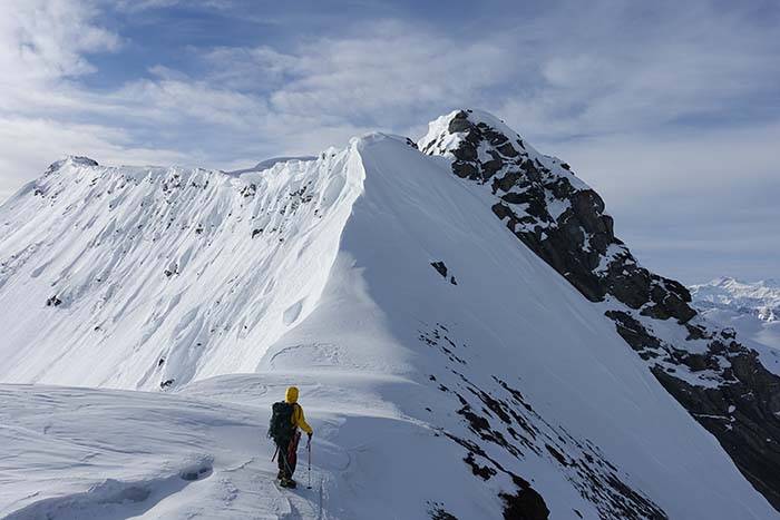 The rock crux along the north ridge of Jeanette Peak