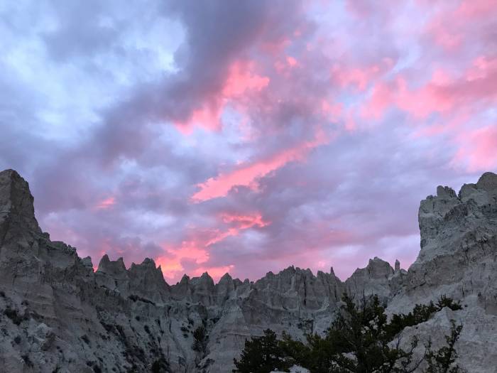 sunset in Badlands National Park