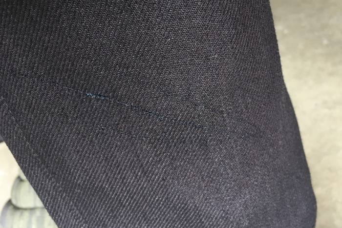 Slash marks on Dyneema jeans face