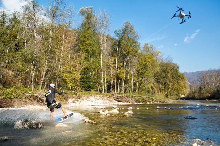 drone wakeboarding wakeskating
