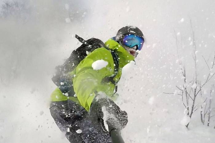 Patagonia Ascensionist Jacket snowboarding selfie