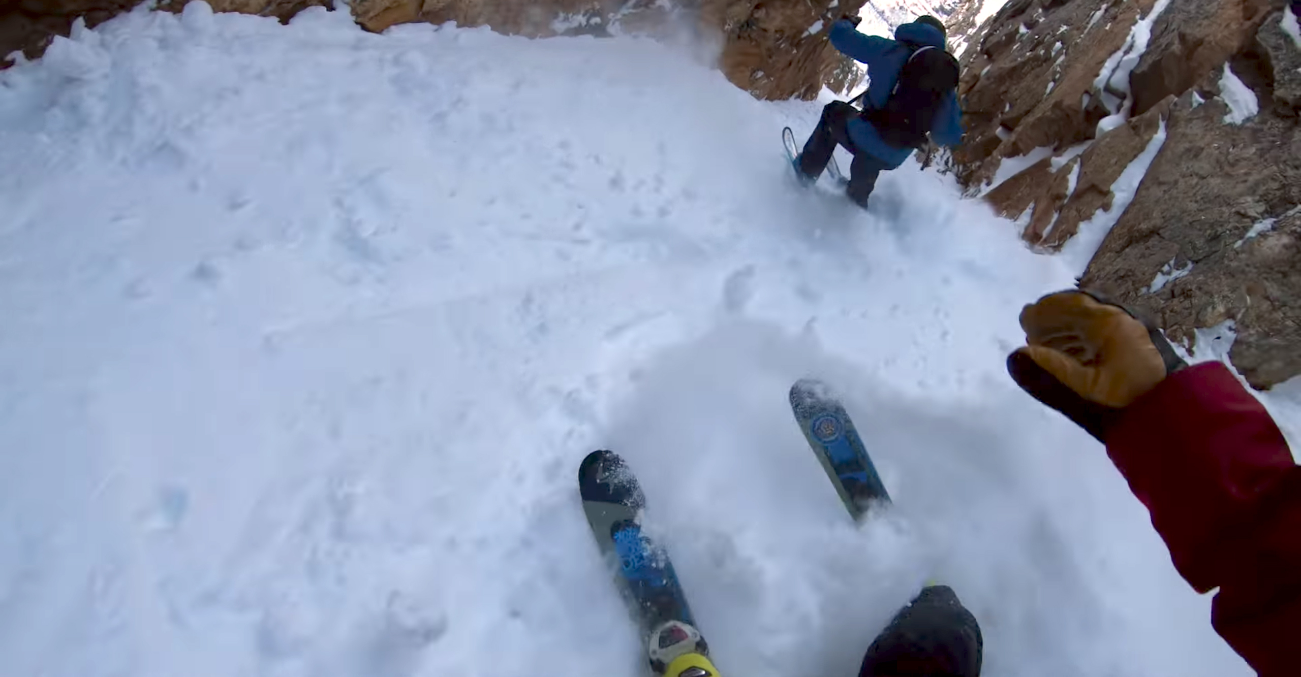 Watch Cody Townsend Descend Narrow Couloir on Snow Blades