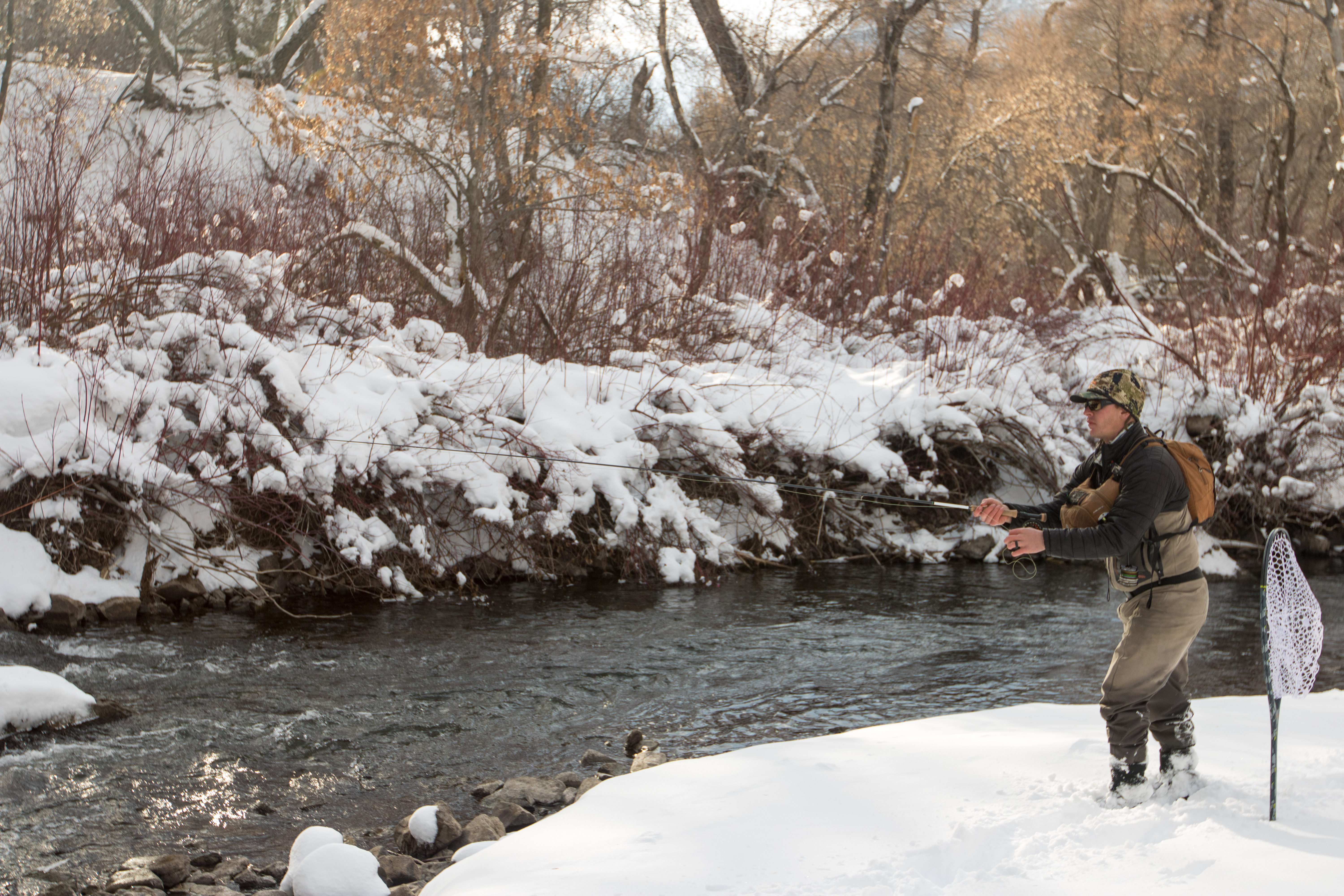 The author fishing the Orvis Helios 3F fly rod The author fishing the Orvis Helios 3F fly rod