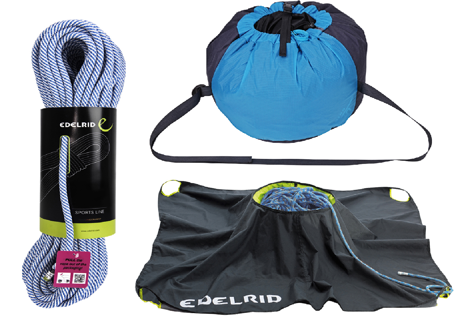 Edelrid Ceuze Non-Dry Rope and Caddy Light Rope Bag Package