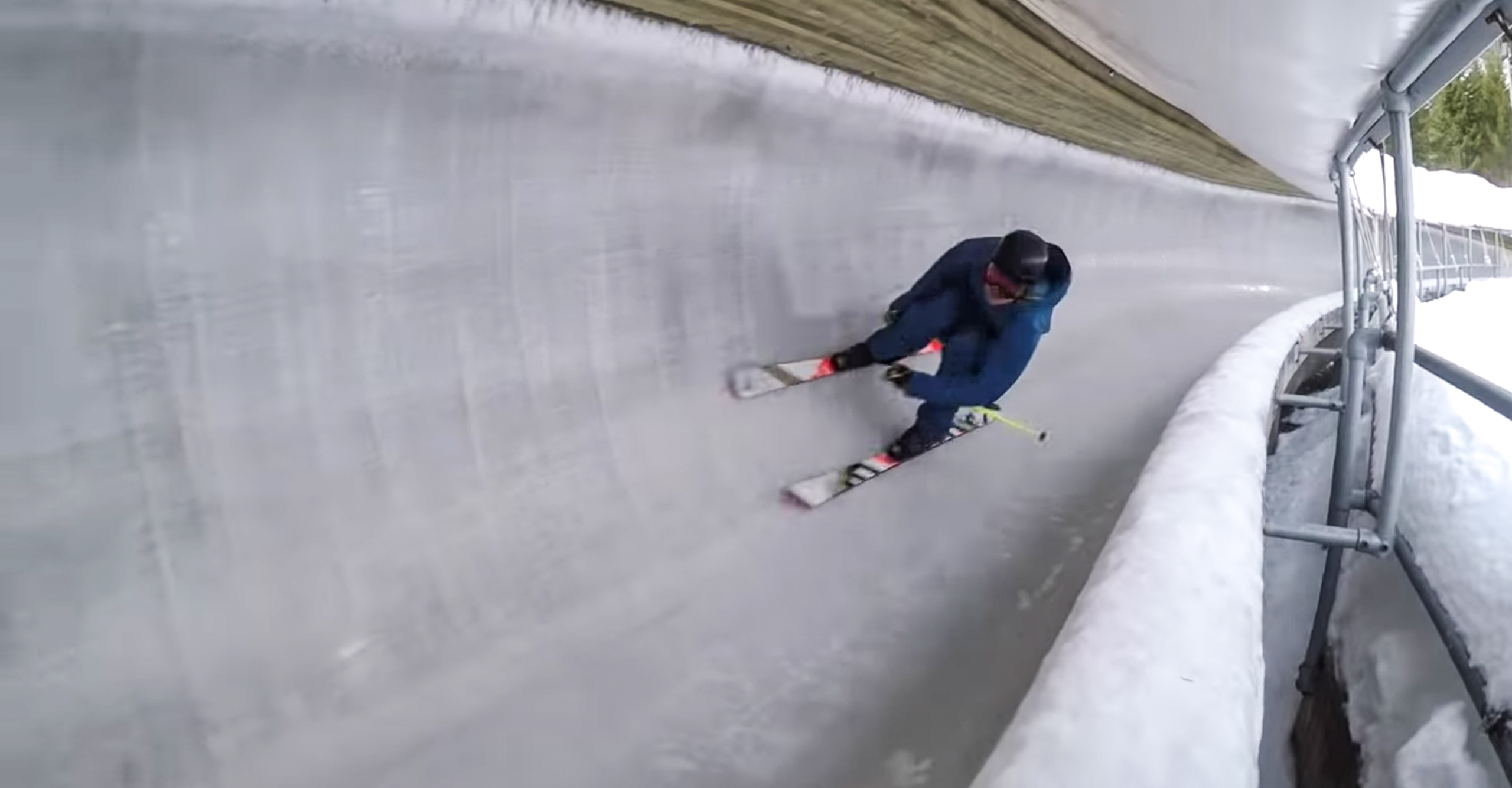 Watch: Skier Rockets Down Olympic Bobsleigh Course