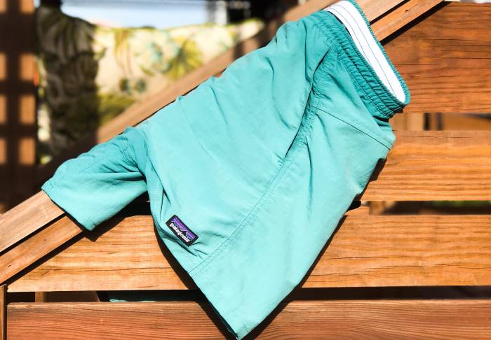 Patagonia Baggies on Railing
