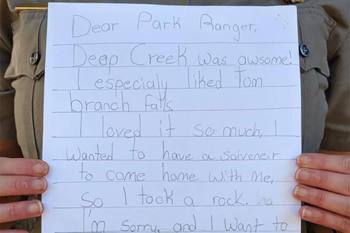 apology note national park
