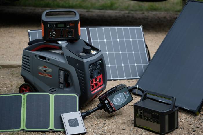a variety of power stations and solar accessories for remote work