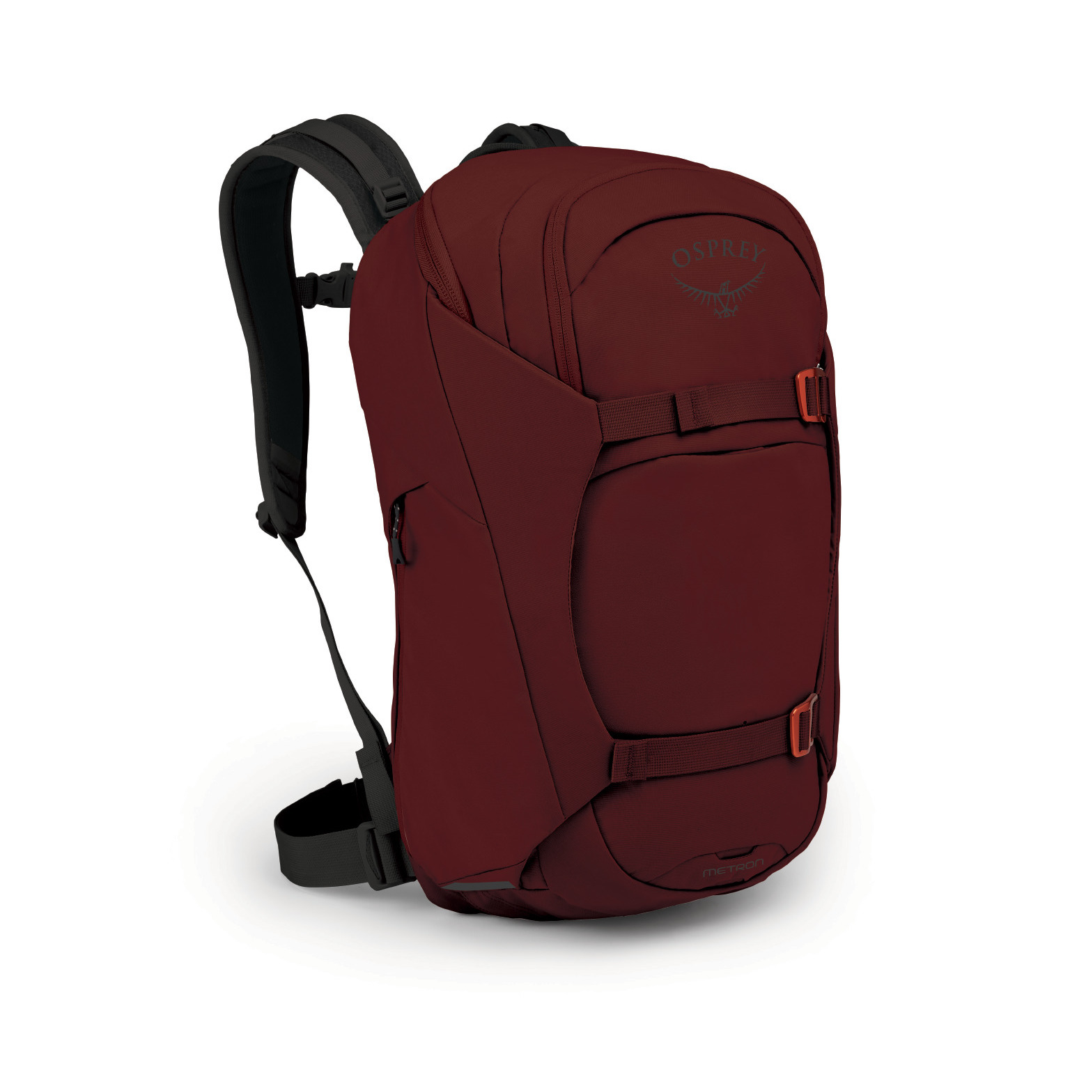 red Osprey daypack against white background