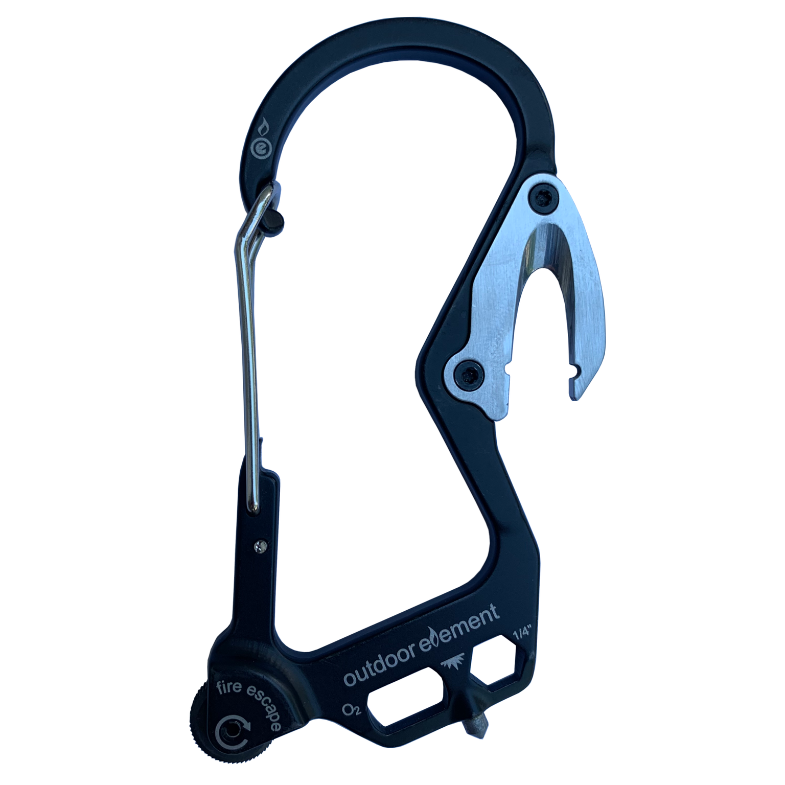 Outdoor Element Fire Escape carabiner against white background