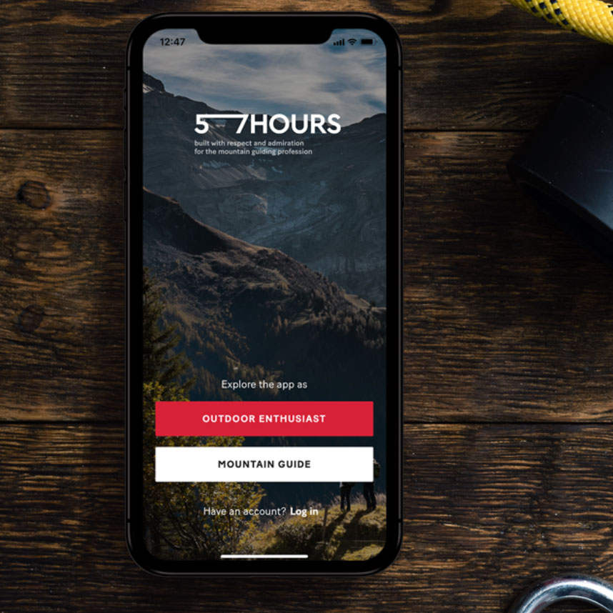view of the 57hours app adventure app screen