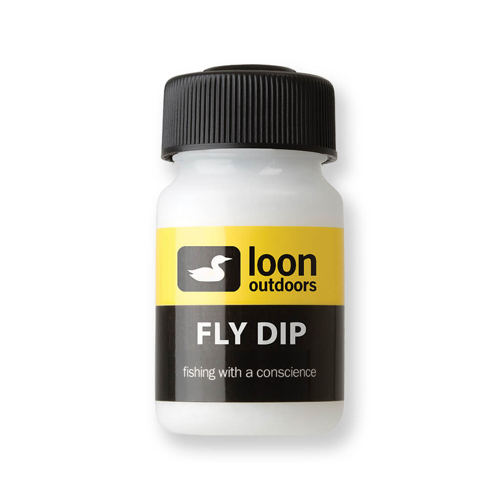 small jar of Loon fly fishing Fly Dip against white background