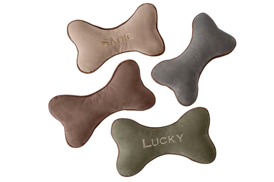 Orvis MicroSuede Personalized Dog Bone Pillow