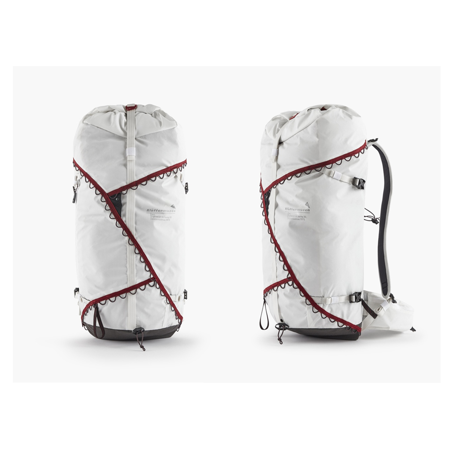 Klattermusen Ull Blot backpack front and profile view against white background