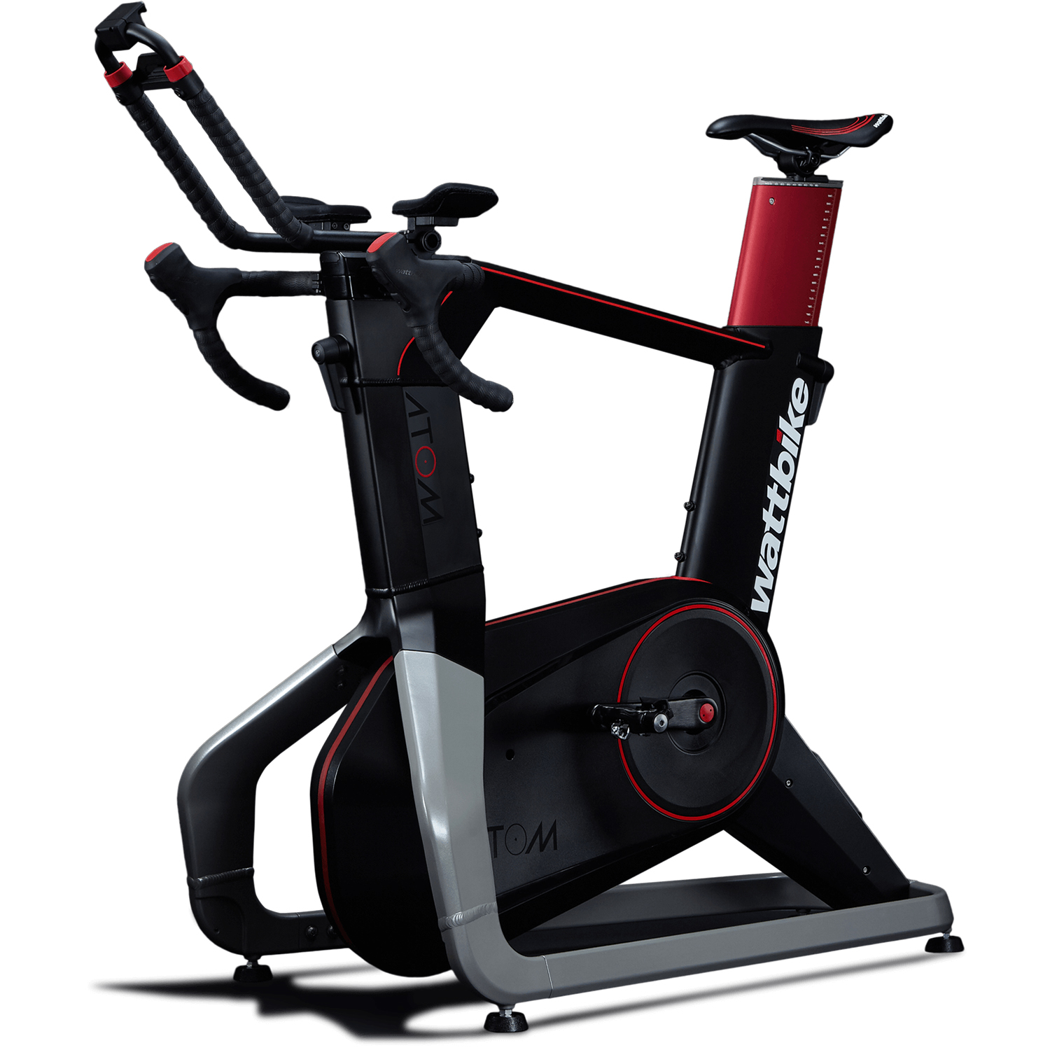 Side view of Atom Wattbike spin bike against white background