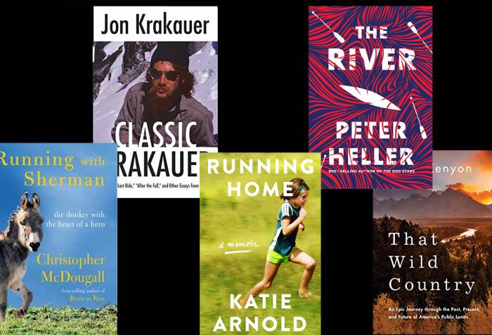 5 outdoor-related book covers against black background