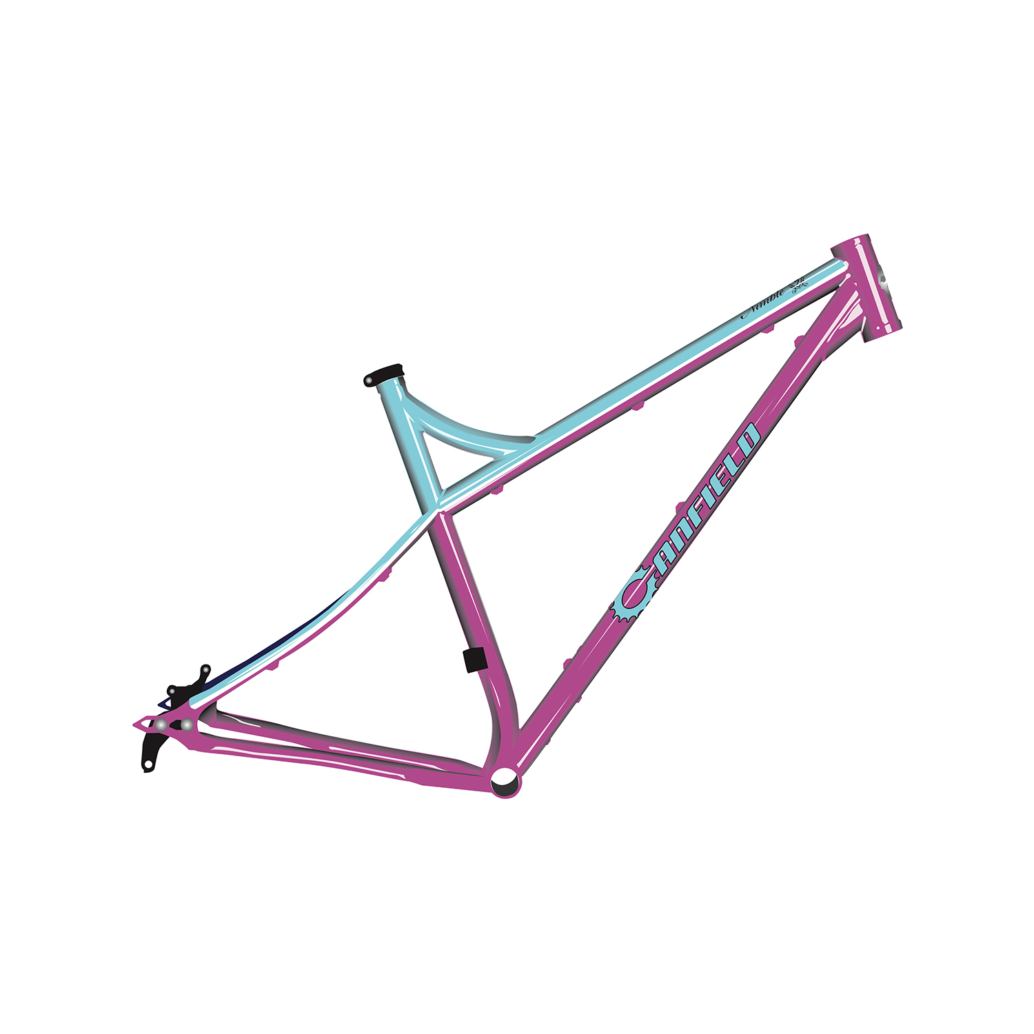 Canfield N9 bike frameset in two-toned cotton candy powder blue and pink colors