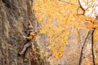 Sport Lead Rock Climbing in the Fall