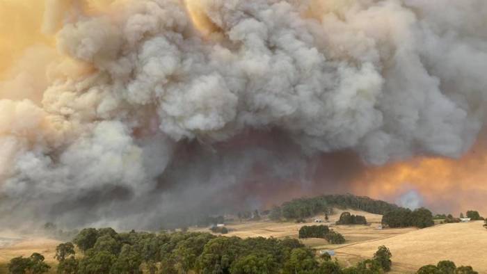 Smoke billowing from the Dunns Road fire Australia