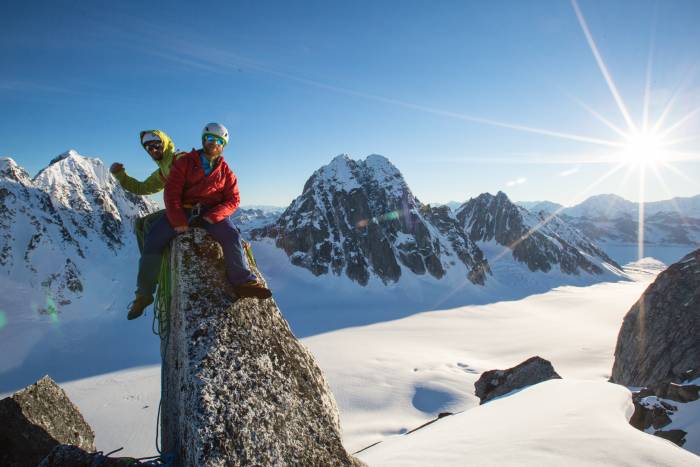 Rock Climbing and Mountaineering Wearing Patagonia Macro Puff Jacket
