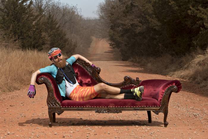 Coach Matt lounging on the chaise.