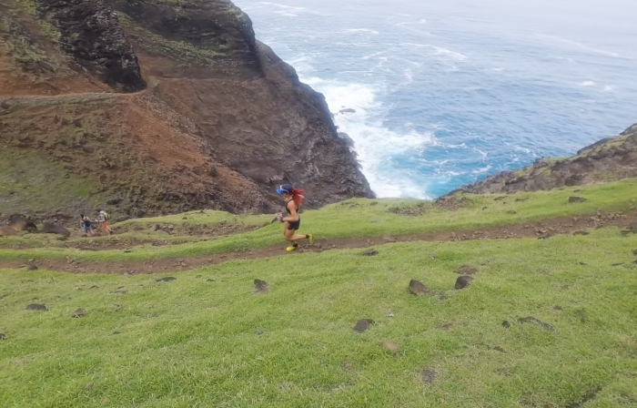 Amanda Basham runs Na Pali Coast