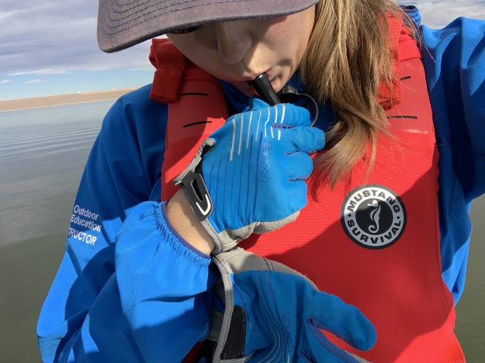 author inflating the Khimera to full buoyancy