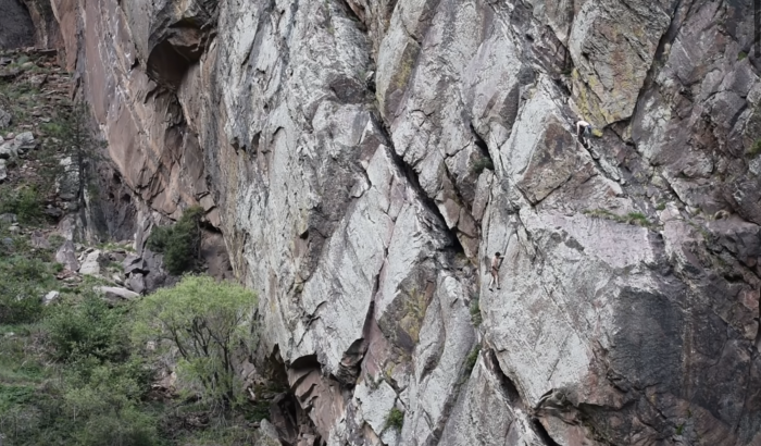 a person speed climbing in Eldorado Canyon