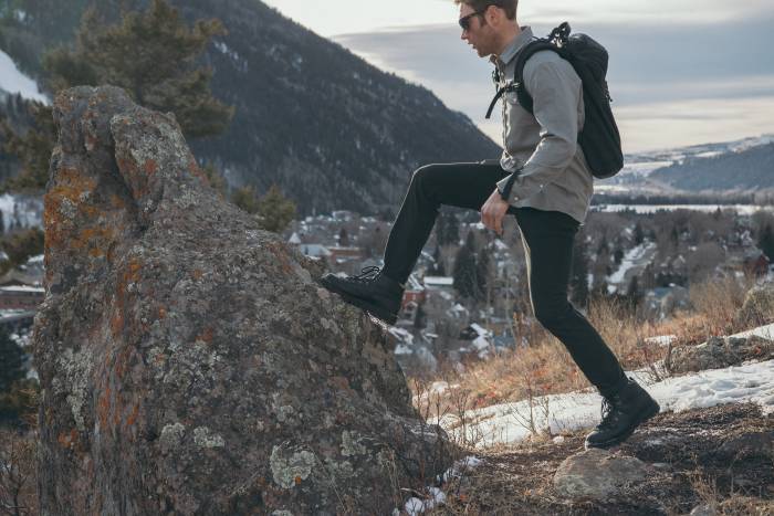 Person Hiking in Western Rise Evolution Pants