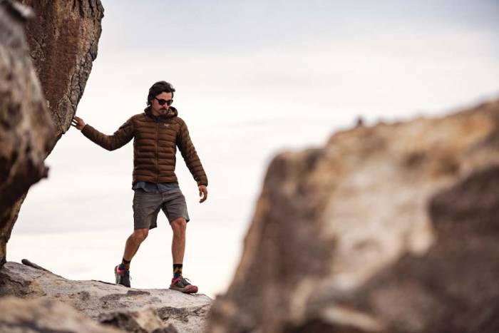 Man hiking along cliff