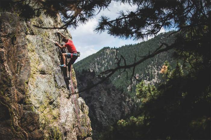 Person Rock Climbing in Arc'teryx Gear