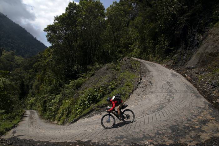 cyclist Lael Wilcox on Chingaza route in Colombia