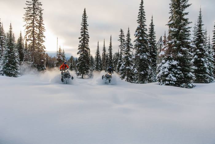 skiers on snowmobiles in Sweet Protection Dollar Short ski film