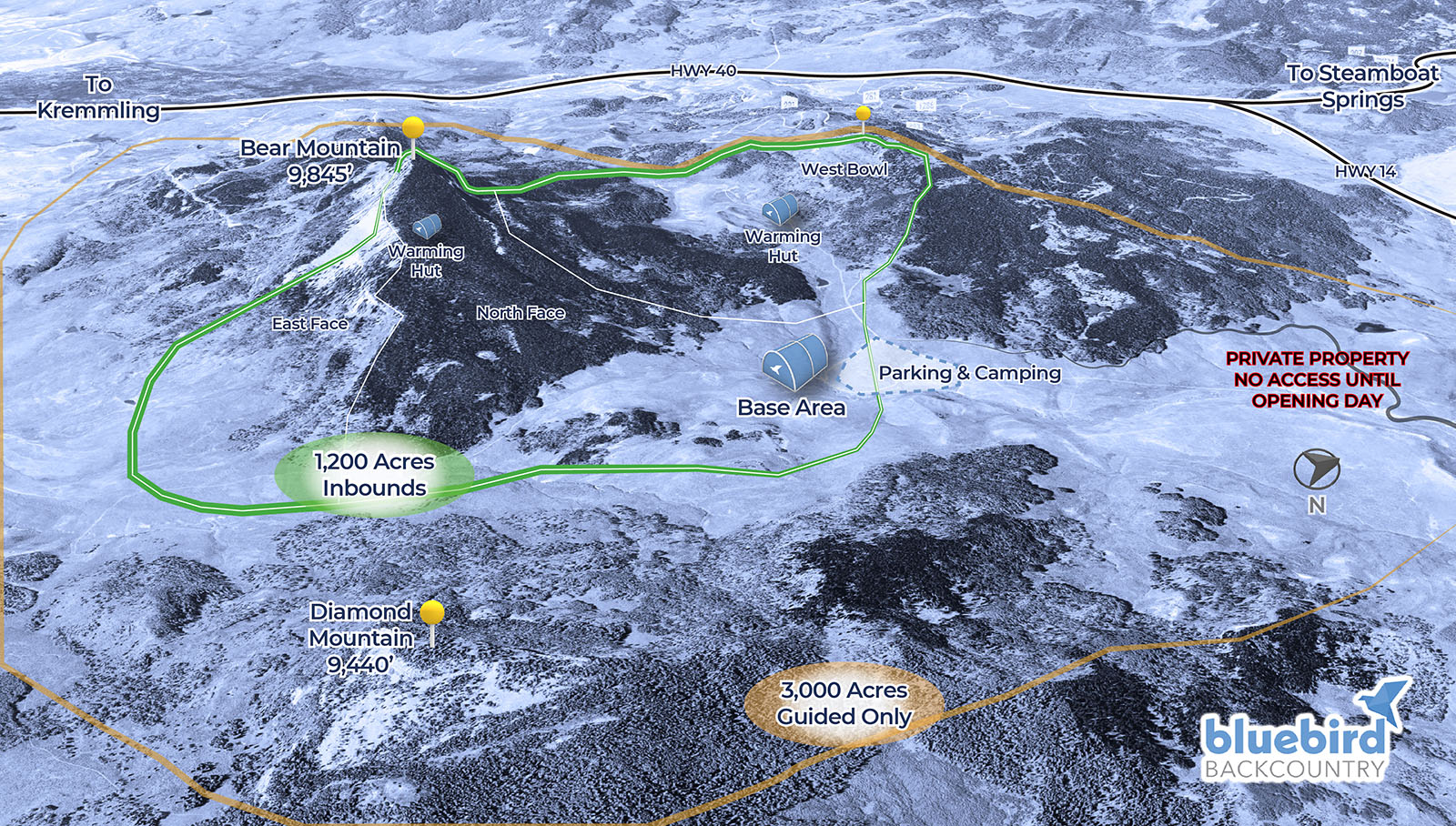Bluebird Backcountry ski area map