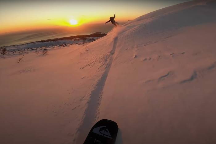 Snowboarding pow from Quiksilver 'Boardslide Worldwide' movie