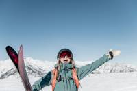 Maria Lovely Backcountry Heli Skiing in Wasatch Mountains in BGA Gear