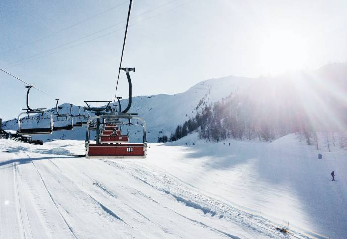 view of chairlift in Italian Alps