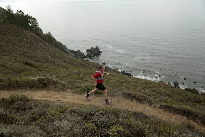 Ultramarathon runner Eric Spector trains on Muir Beach, California