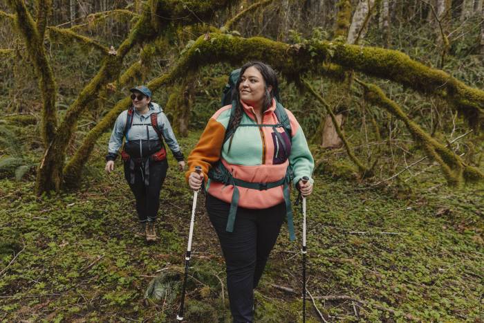 Jenny Bruso with her "Unlikely Hikers" group hiking in Oregon