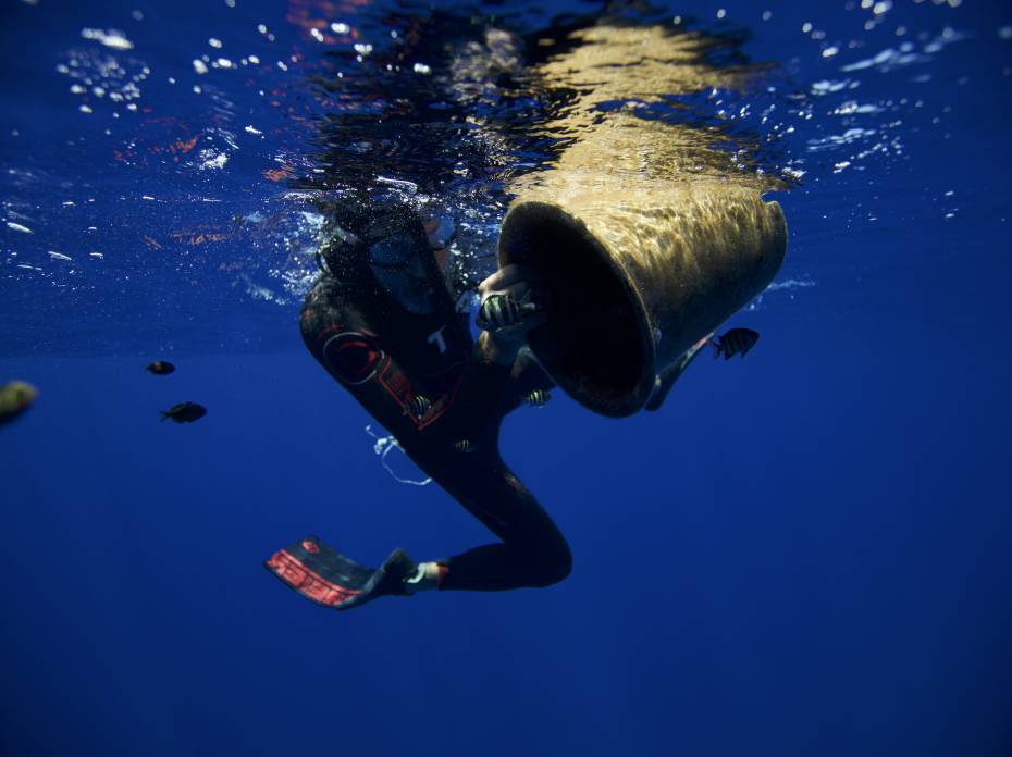 Watch Ben Lecomte Swim 5,000 Miles for Ocean Pollution Awareness ben lacomte swimming through dark blue waters
