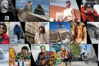 action photos of a dozen Skullcandy ambassador athletes, musicians, and artists