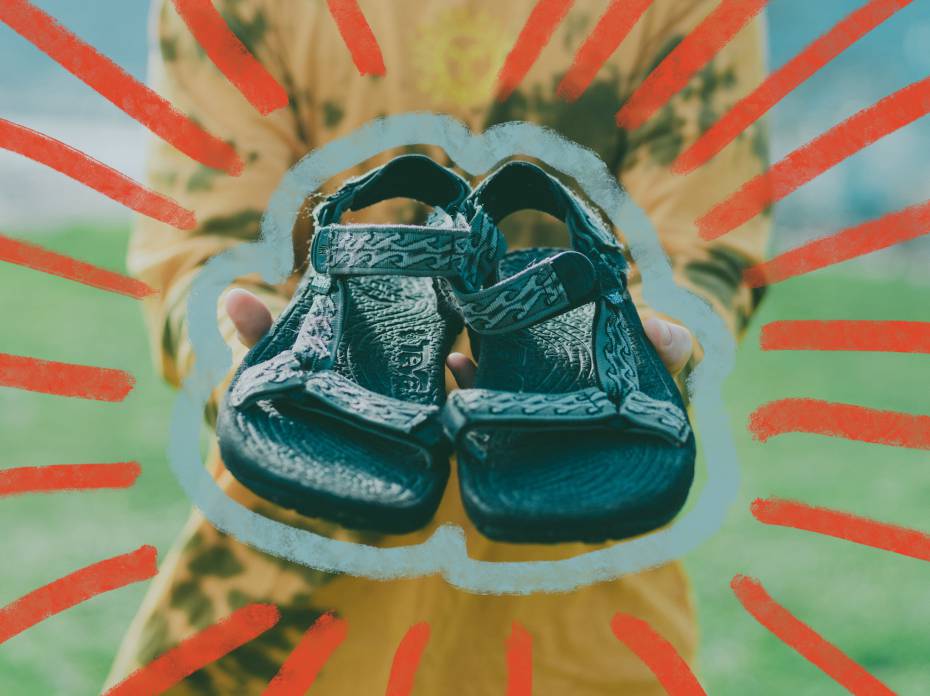 Teva Partners With TerraCycle to Create 'Forever' Shoe Recycling Program teva sandals with colored drawing halo