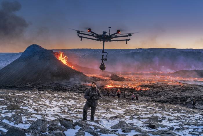 drone vr camera iceland volcano
