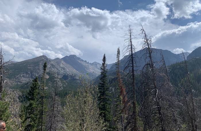 mountain peaks in distance at Rocky Mountain national park